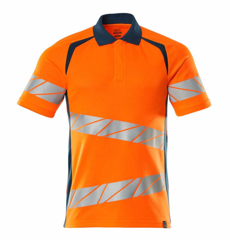Polo shirt 19083 Hi-vis orange/mørk petroleum, str. 2XL