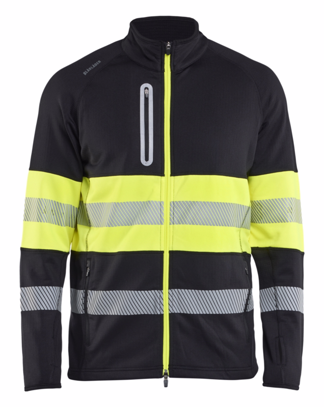 Fleecejakke 4712 Sort/Hi-vis Gul, str. M