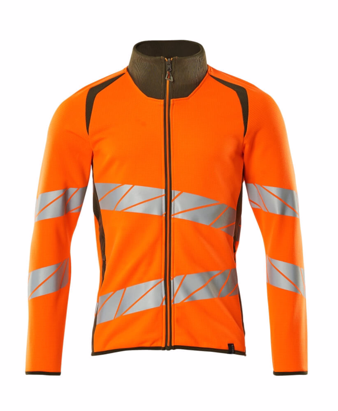 Sweatshirt 19184 Hi-vis orange/mosgrøn, str. XL