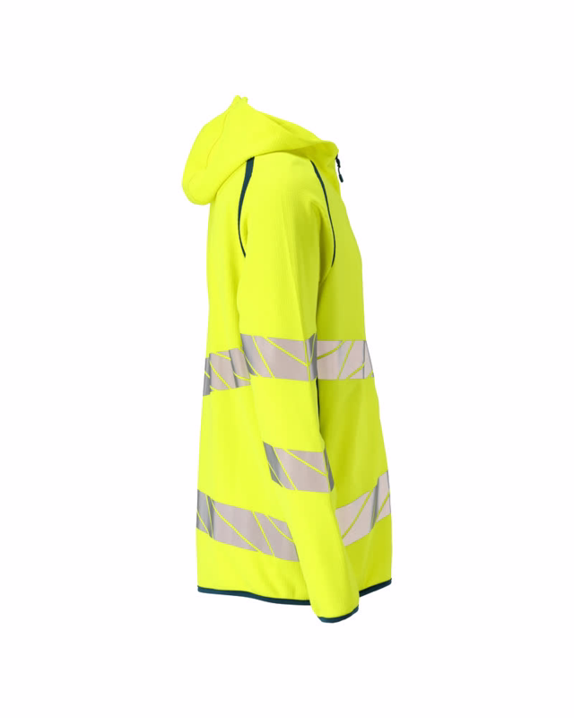 Hættetrøje 19284 Hi-vis gul/mørk petroleum, str. S