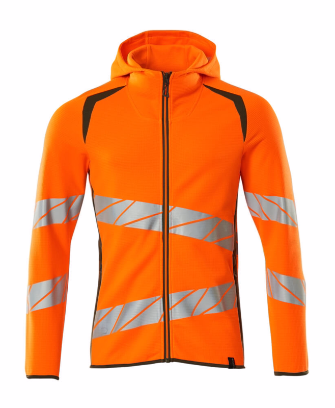 Hættetrøje 19284 Hi-vis orange/mosgrøn, str. L
