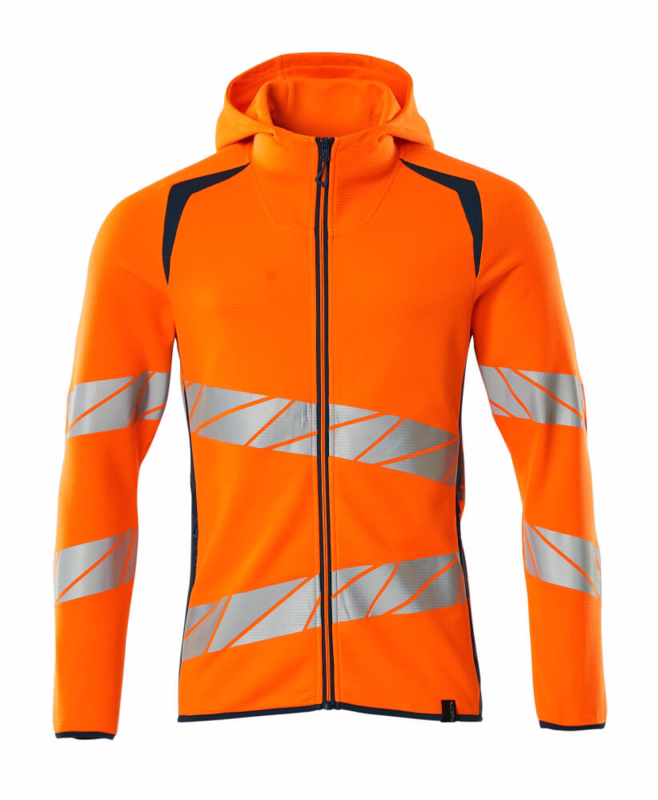 Hættetrøje 19284 Hi-vis orange/mørk petroleum, str. S