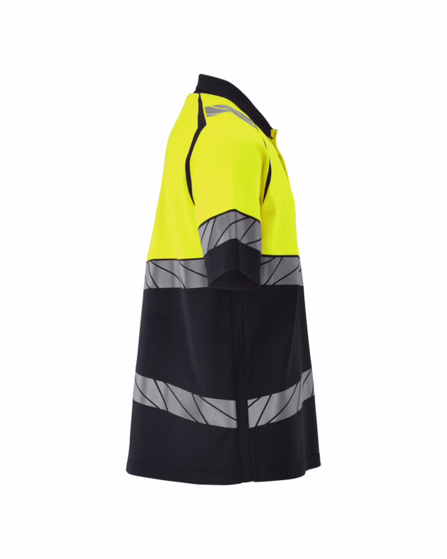 Poloshirt 25083 Mørk marine/Hi-vis gul, str. L