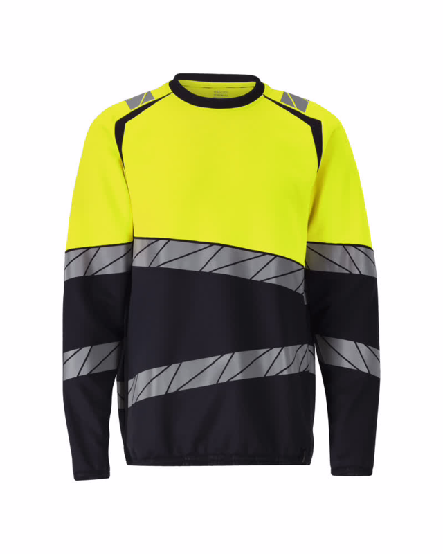 Sweatshirt 25084 Mørk marine/Hi-vis gul, str. L