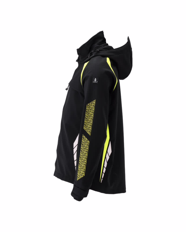Softshell jakke 23002 Sort/Hi-vis gul, str. S