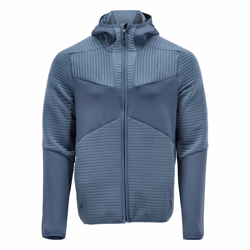 Fleece hættetrøje 22603 m/lynlås Stenblå, str. 3XL