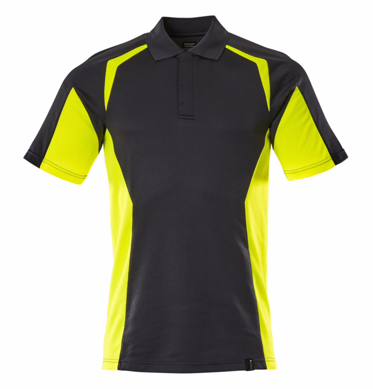Poloshirt 22083 Sort/Hi-vis gul, str. M