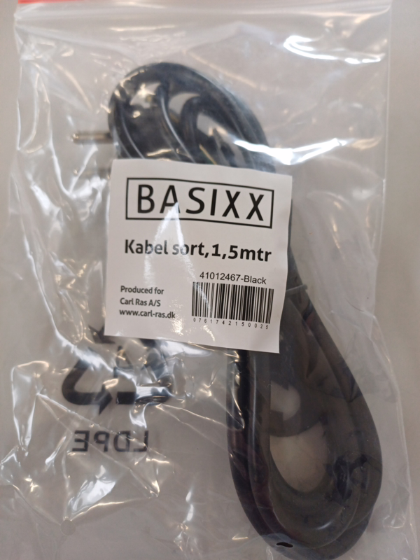 Kabel sort, 1,5 mtr