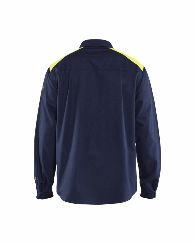 Arbejdsskjorte 3238 Hi-vis Marineblå/Gul, str. 5XL