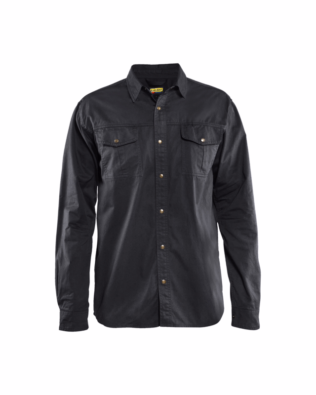 Skjorte Twill 3297 sort, str. 4XL