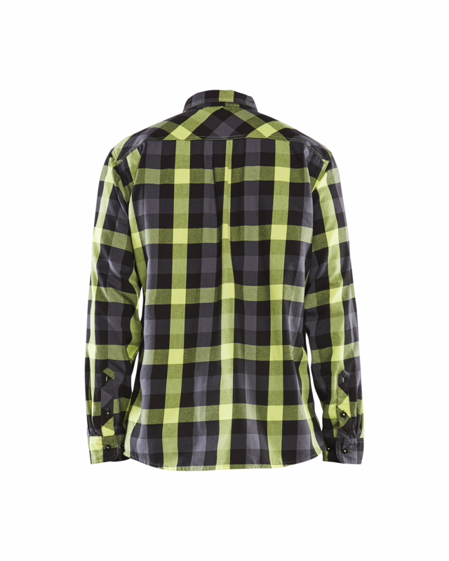 Skjorte Flannel 3299 sort/gul, str. S