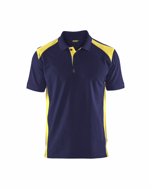 Poloshirt 3324 marineblå/gul, str. M