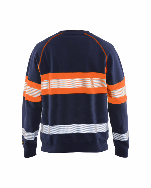 Sweatshirt 33591158 Hi-vis marineblå/orange, str. M
