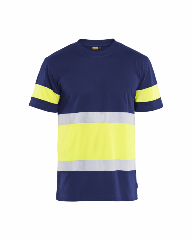 T-shirt Hi-vis 3387 marineblå/gul, str. XS