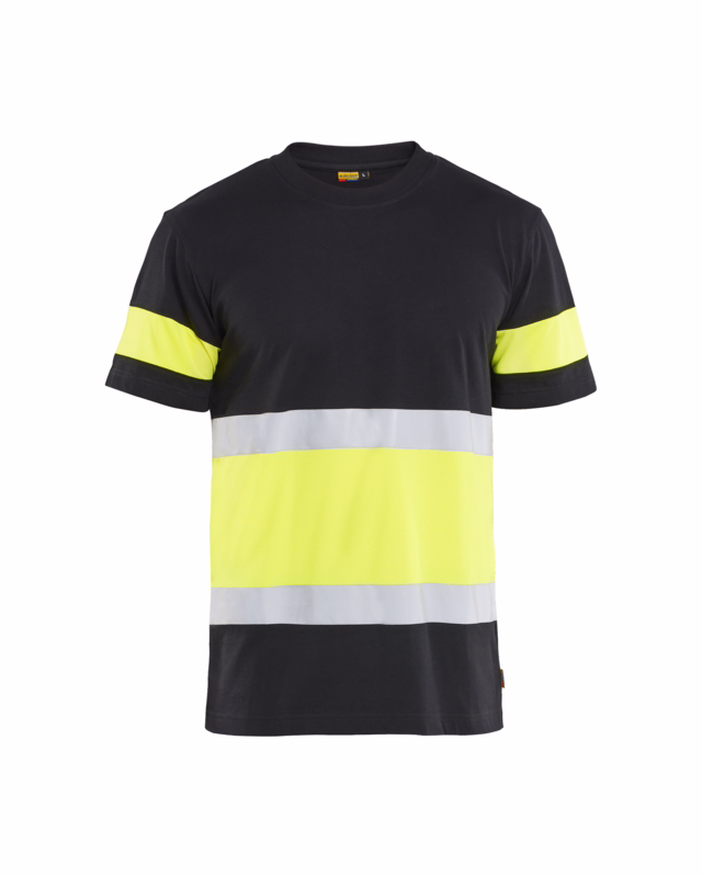T-shirt Hi-vis 3387 sort/gul, str. S
