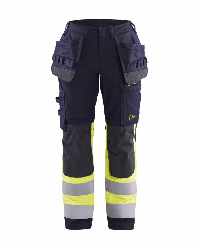 Arbejdsbuks Dame 7185 Hi-vis Marineblå/gul, str. D19