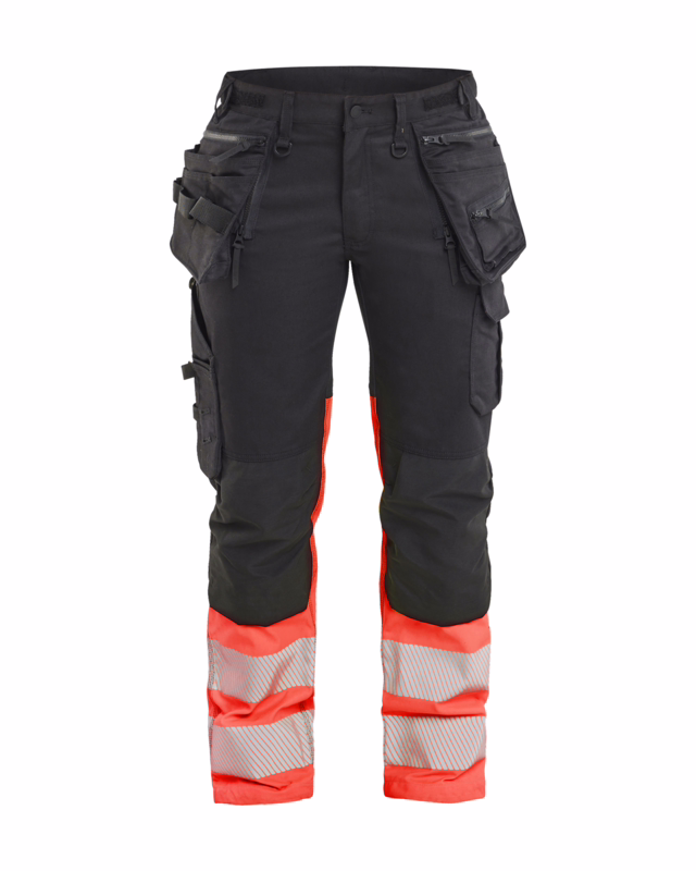 Arbejdsbuks Dame Hi-vis 7030 Sort/rød, str. C46