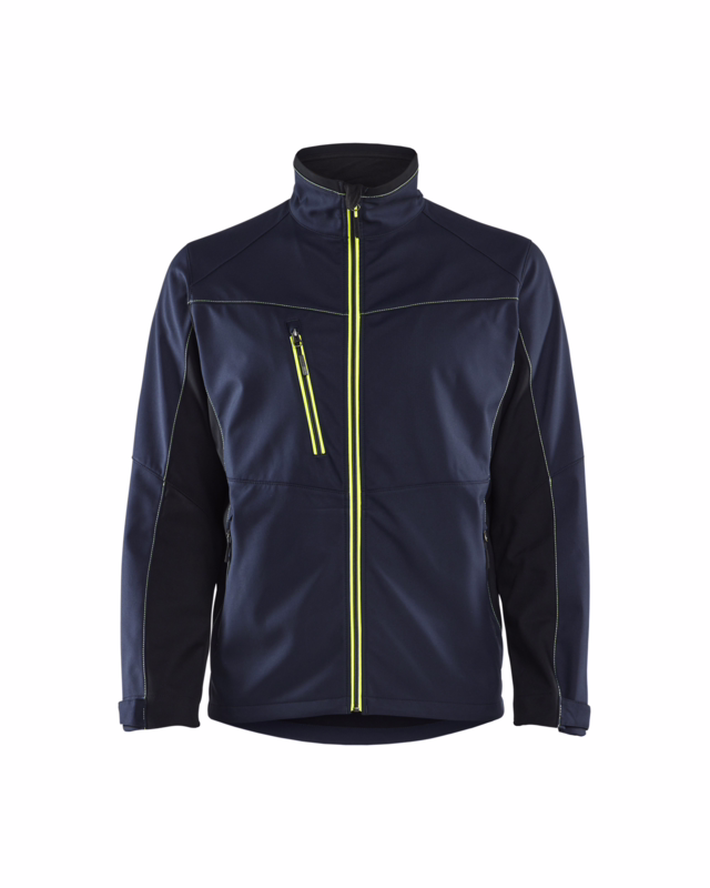 Softshell jakke 4950 Hi-vis Mørk Marineblå/Gul, str. 4XL