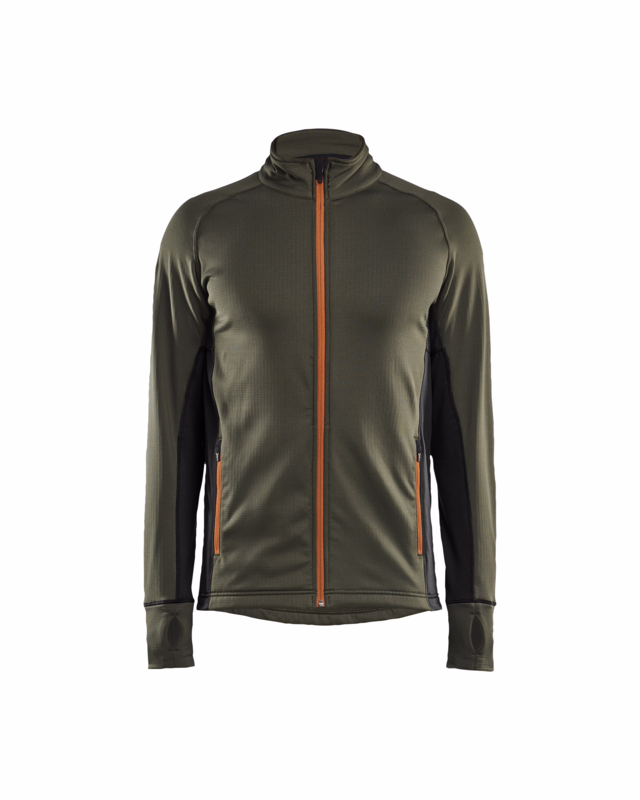 Fleece jakke 4735 Skovgrøn/rust, str. XL