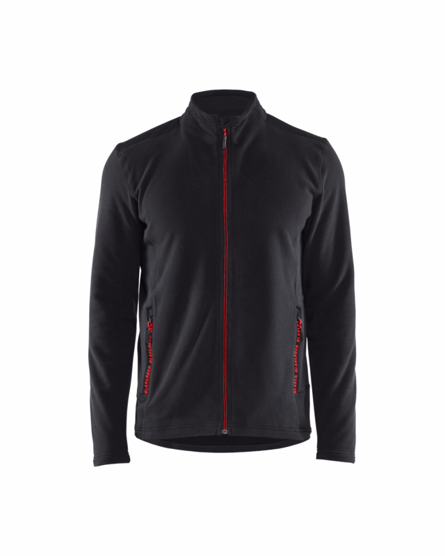 Fleecejakke 4765 Sort/rød, str. 4XL