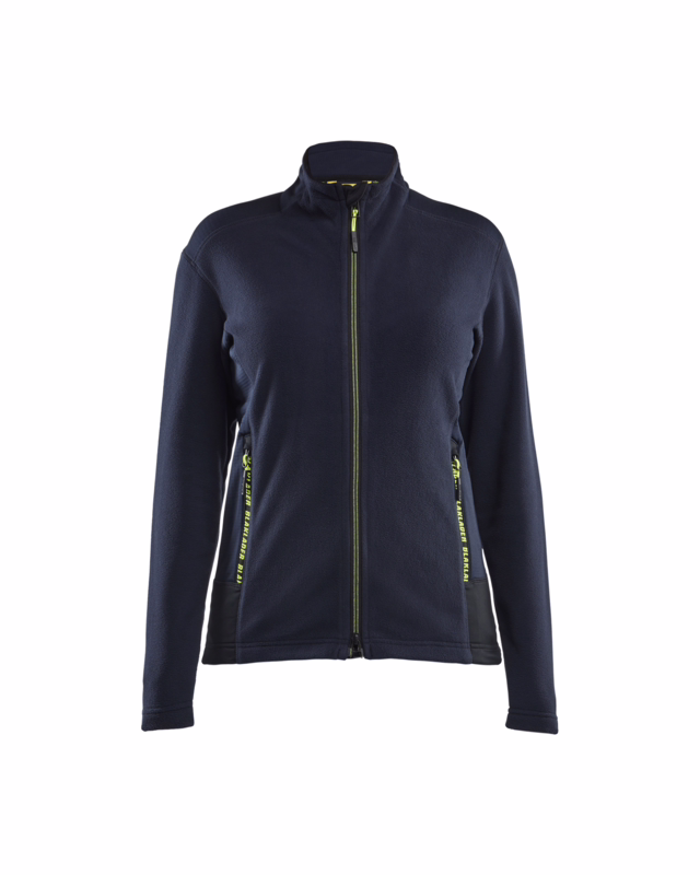 Microfleecejakke Dame 4766 Mørk marineblå/gul, str. 3XL