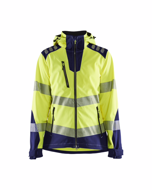 Softshell jakke Dame Hi-vis 4791 gul/marineblå, str.XS
