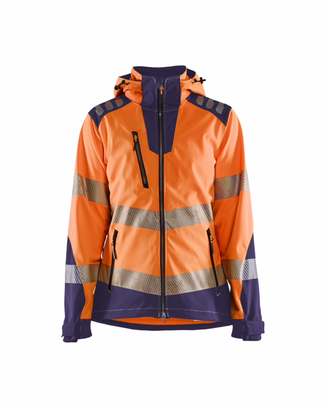 Softshell jakke Dame 4791 Hi-vis Orange/Marineblå, str. 2XL