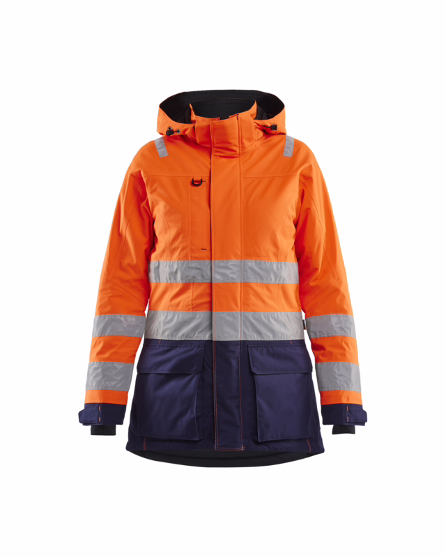 Vinterparka jakke Dame Hi-vis 4472 orange/marineblå, str.S