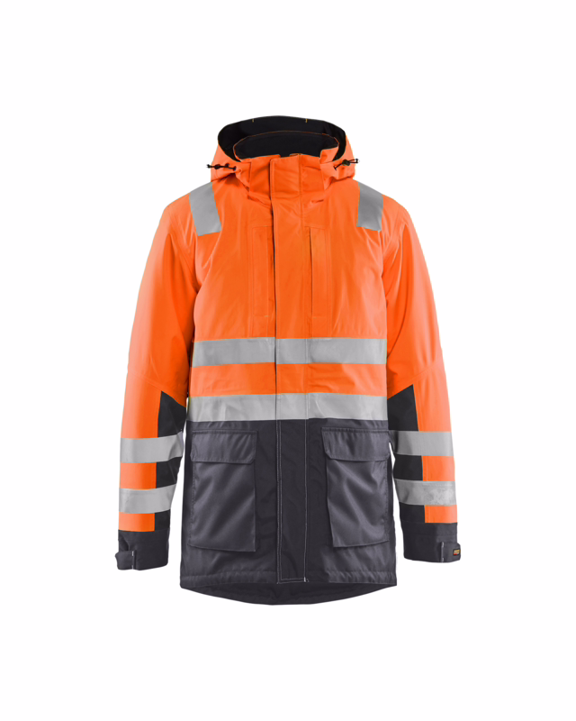 Vinterparka jakke Hi-vis 4495 orange/mellemgrå, str. M