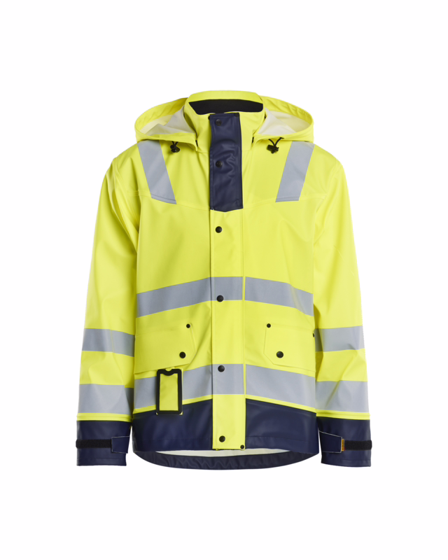 Regnjakke Hi-vis 4302 gul/marineblå, str. S
