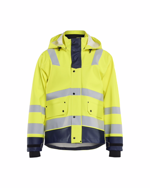 Regnjakke Hi-vis 4327 gul/marineblå, str. S