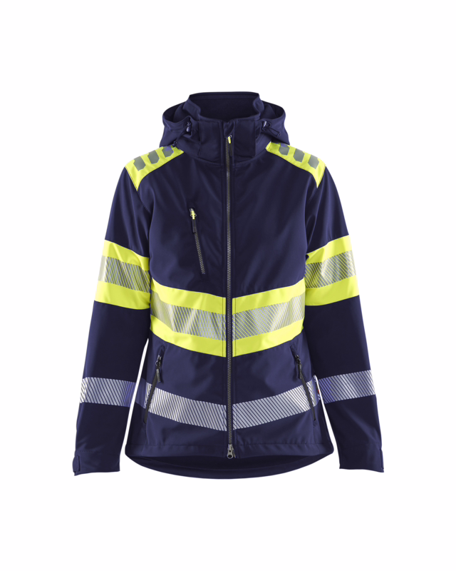 Softshelljakke Dame Hi-vis 4404 Marineblå/gul, str. XL