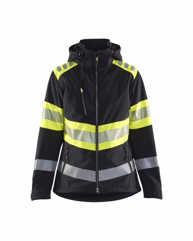 Softshelljakke Dame Hi-vis 4404 Sort/gul, str. L