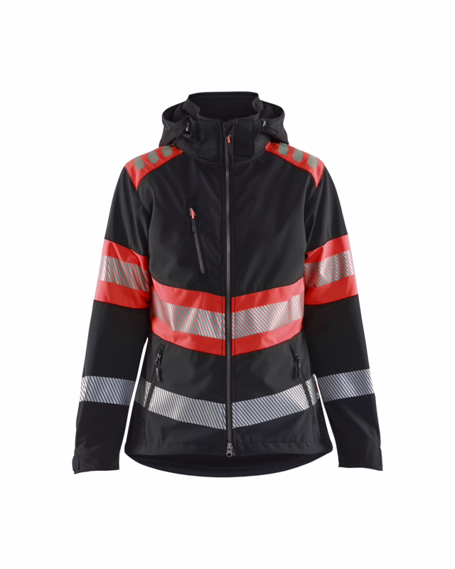 Softshell jakke Dame 4404 Hi-vis Sort/Rød, str. 3XL
