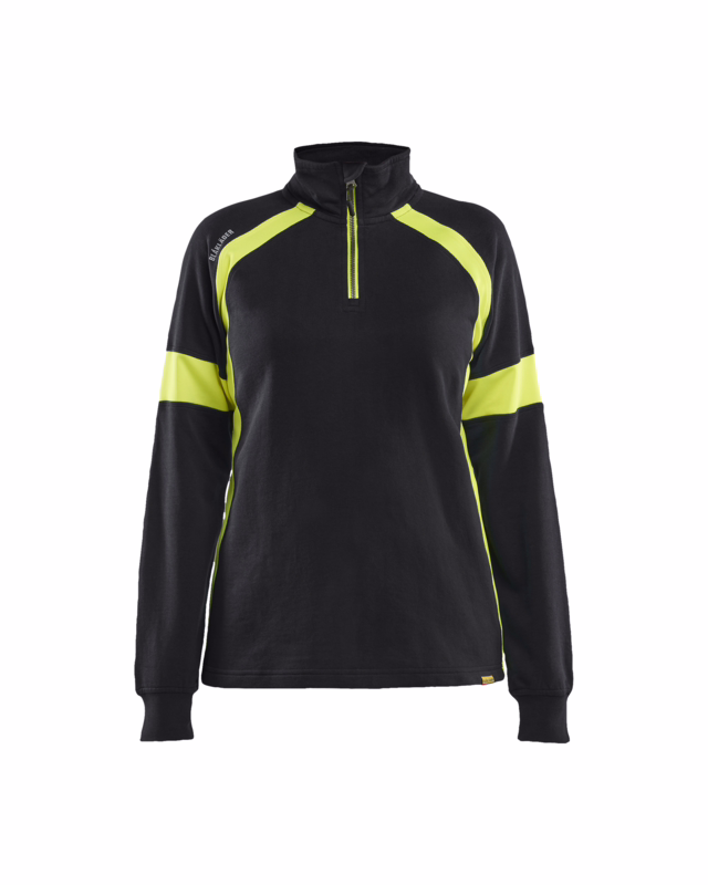 Sweatshirt Dame ½-lyn 3566 Sort/gul, str. S