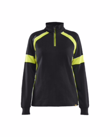 Blåkläder - Sweatshirt Dame ½-lyn 3566 Sort/gul