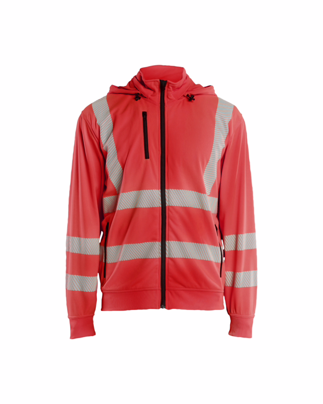 Sweatshirt m/aftagelig hætte Hi-vis 3573 rød, str. XS