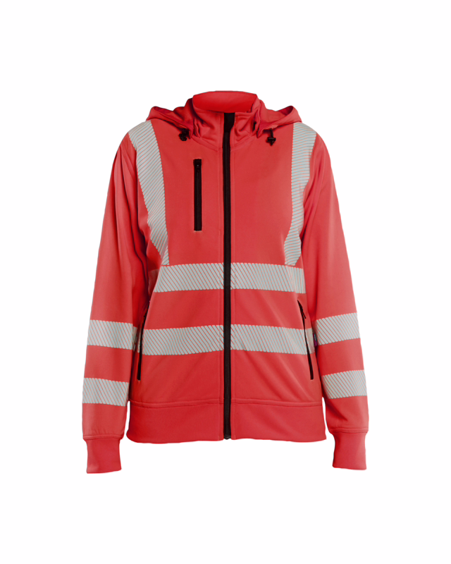 Sweatshirt Dame m/aftagelig hætte Hi-vis 3574 rød, str. S