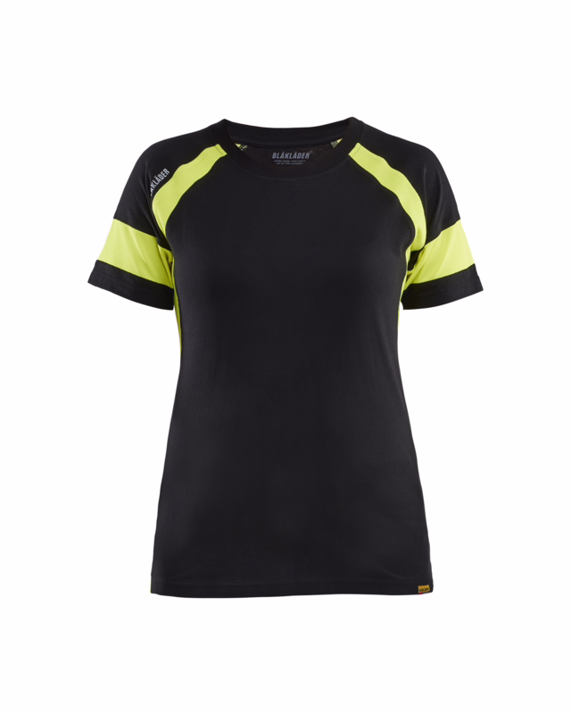 T-shirt Dame 3524 Sort/gul, str. L