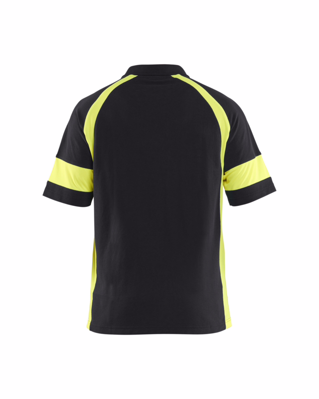 Poloshirt 3528 Sort/Hi-vis Gul, str. 4XL
