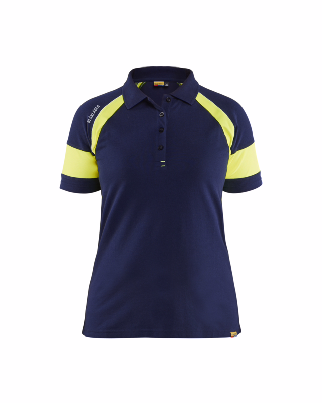 Poloshirt Dame 3528 Marineblå/High Vis Gul, str. 2XL