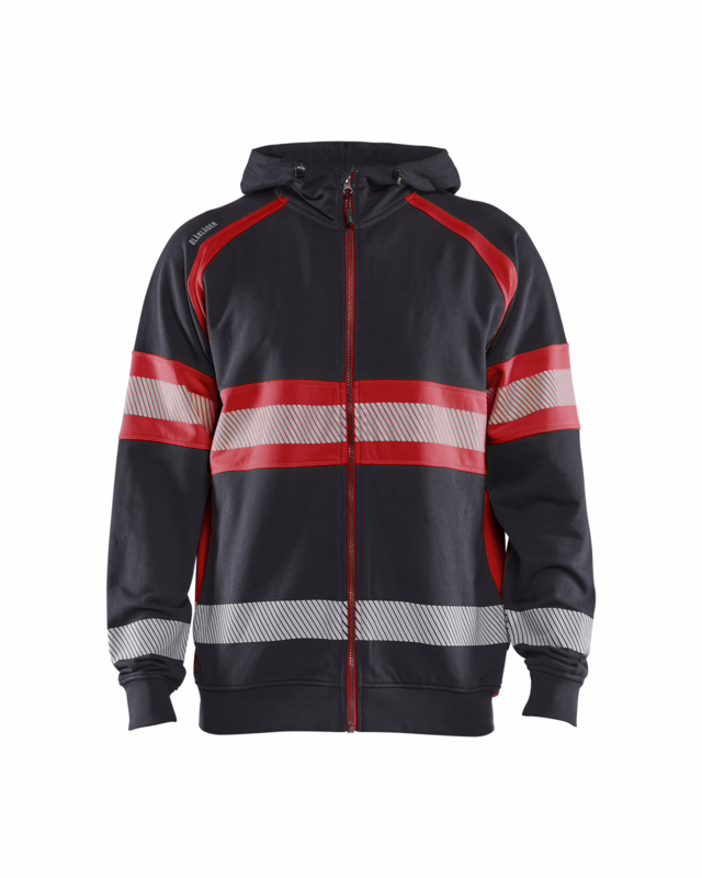 Hættetrøje Hi-vis 3552 Sort/rød, str. 3XL