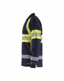 Blåkläder - Poloshirt L/Æ 3438 Hi-vis Marineblå/Gul