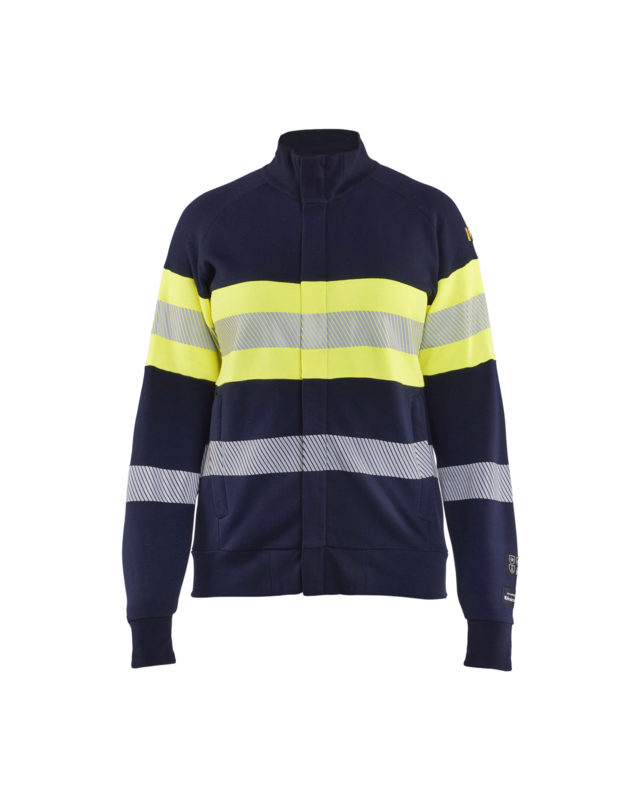 Sweatshirt Dame Hi-vis m/lyn 3472 Marineblå/gul, str. XL
