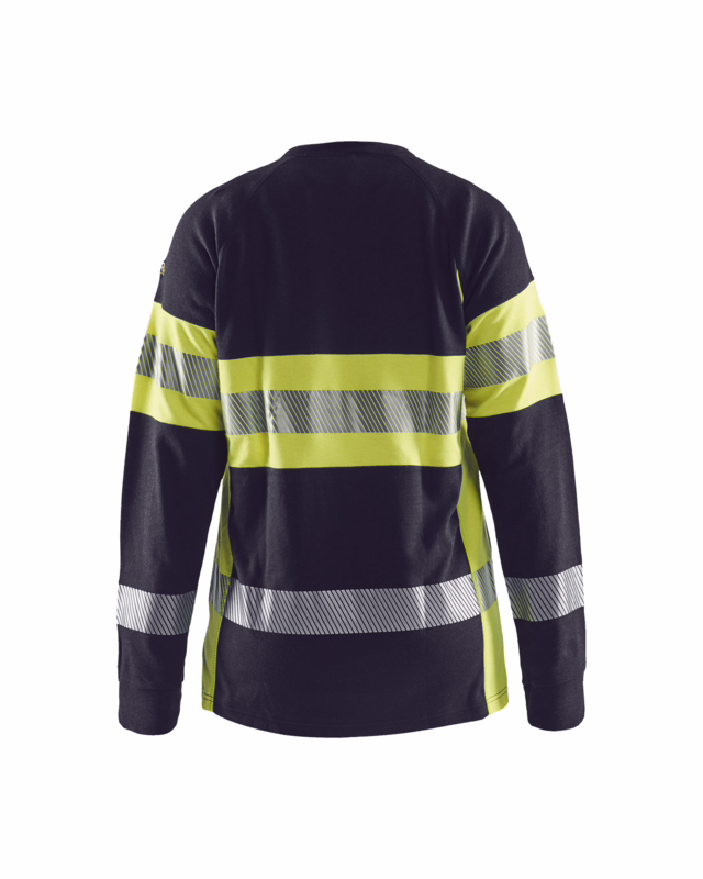T-shirt L/Æ Dame Hi-vis 3494 marineblå/gul, str. S