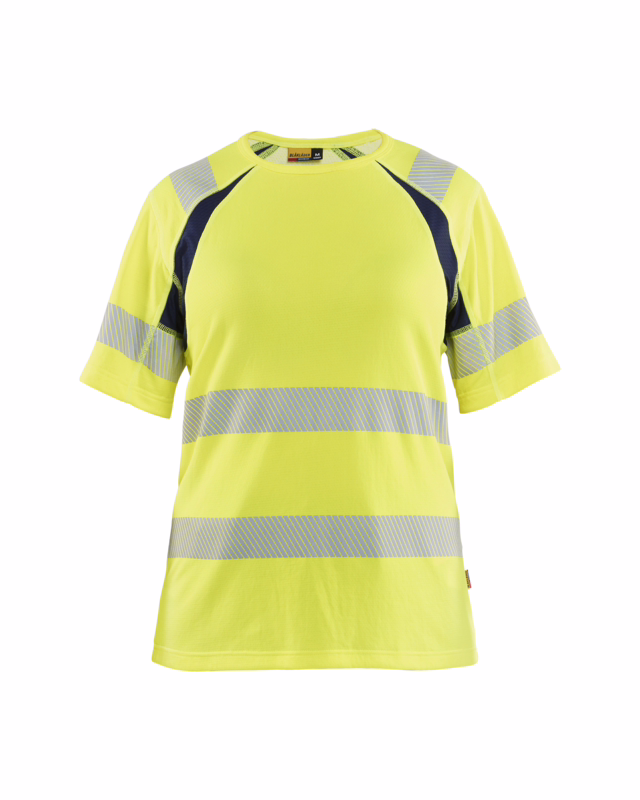 T-shirt Dame 3503 Hi-vis Gul/Marineblå, str. 3XL