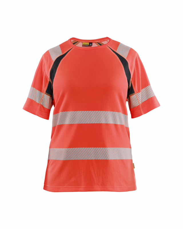 T-shirt Dame 3503 Hi-vis Rød/Sort, str. L