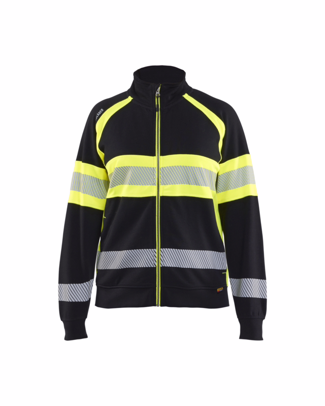 Sweatshirt Dame 3505 Hi-vis Sort/Gul, str. XS