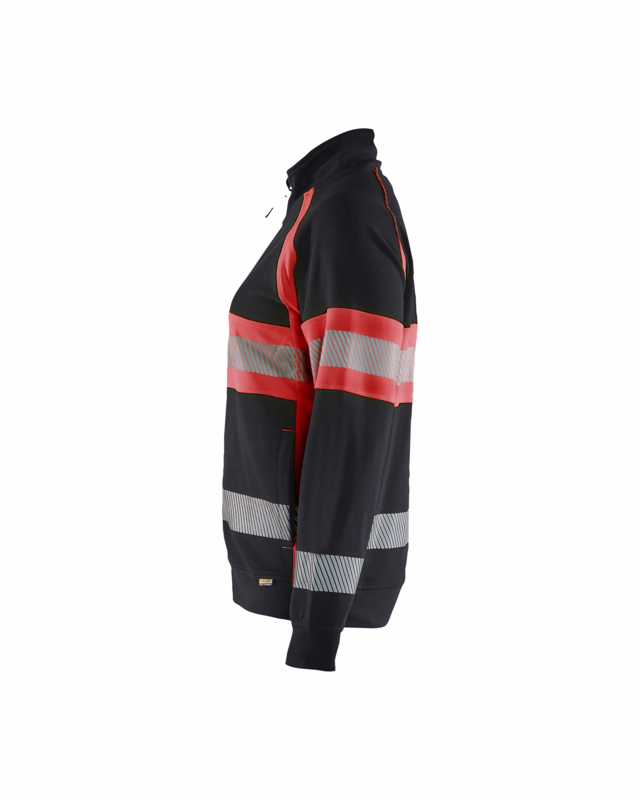 Sweatshirt Dame 3505 Hi-vis Sort/Rød, str. M