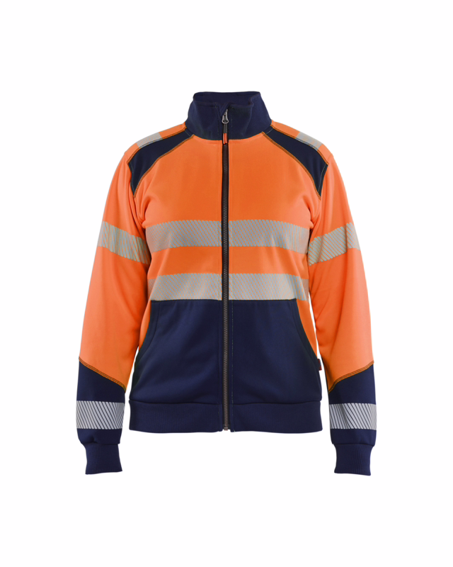 Sweatshirt Dame Hi-vis m/lyn 3508 Orange/Marineblå, str. XS